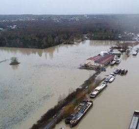 Βίντεο: Εντυπωσιακές εικόνες από τις πλημμύρες στο Σηκουάνα και στον Μάρνη τραβηγμένες από ψηλά με Drone