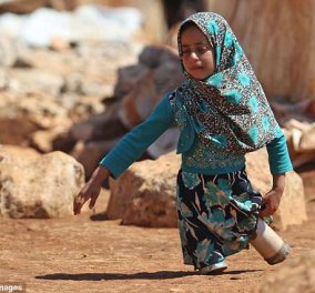 Ραγίζει καρδιές η 8χρονη Σύρια που περπατάει με προσθετικά πόδια από κονσέρβες- Της τα έφτιαξε ο μπαμπάς της (ΦΩΤΟ-ΒΙΝΤΕΟ)