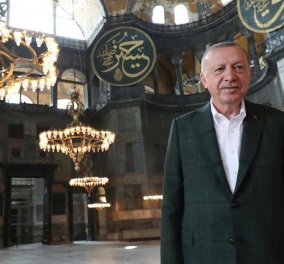Στην Αγιά Σοφιά ο Ερντογάν: Έκανε επιθεώρηση λίγες ημέρες πριν ανοίξει ως τζαμί (φωτό - βίντεο)