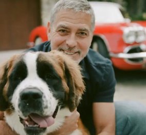 Ο George Clooney αγκαλιάζει σφιχτά το σκύλο του - Ένα υπέροχο Collie (φωτό)