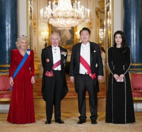 Κάρολος - Καμίλα ως οικοδεσπότες! Μεγάλη υποδοχή του Προεδρικού ζεύγους της Κορέας - Η τιάρα "παρακαταθήκη" της Βασίλισσας Ελισάβετ! (φωτό)
