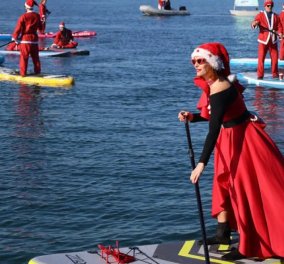 Θεσσαλονίκη: Άγιοι Βασίληδες εντυπωσίασαν διασχίζοντας τον Θερμαϊκό με SUP
