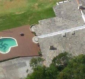 Ναζί στην Βραζιλία - Νοσταλγός του Χίτλερ ζωγράφισε την σβάστιγκα μέσα στην πισίνα του! Φωτό από ελικόπτερο!