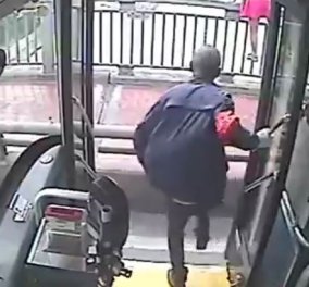 Βίντεο: Η συγκλονιστική στιγμή που οδηγός λεωφορείου σώζει γυναίκα λίγο πριν αυτοκτονήσει