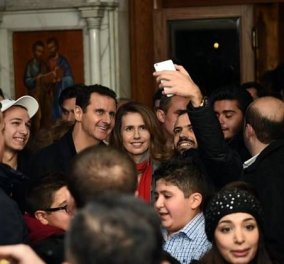 Ο ηγέτης της Συρίας Άσαντ βγάζει selfies (!) με την όμορφη σύζυγο του σε εκκλησία της Δαμασκού - Χαμόγελα & όλα... καλά 