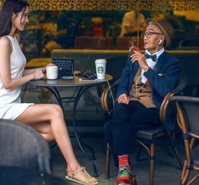 Ο χαρούμενος 85χρονος Κινέζος φόρεσε για πρώτη φορά στη ζωή του κοστούμι και έγινε fashion icon