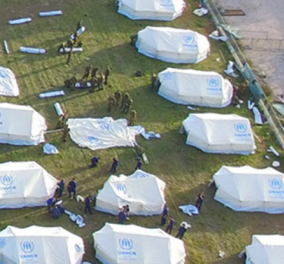 Νέος καταυλισμός προσφύγων στο αεροδρόμιο του Ελληνικού - Φωτό & βίντεο από τις σκηνές στο γήπεδο του baseball