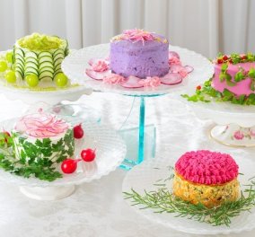 Ιάπωνας παρασκεύασε λαχταριστές σαλάτες σε μορφή... κέικ: Υγιεινές & πανέμορφες (Φωτό)