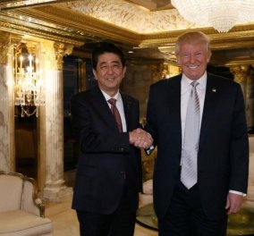 Ντ. Τραμπ: Στο χρυσό Πύργο δέχθηκε τον Ιάπωνα Πρωθυπουργό - Η πρώτη συνάντηση του νέου Προέδρου της Αμερικής
