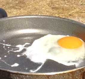 Λάρισα: Τηγάνισε τα αυγά μόνο με τους 48 βαθμούς του καυτού ελληνικού ήλιου & έγινε viral- Δείτε το βίντεο