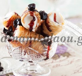 «Μοντέρνο» αλλά γευστικό σαραγλί γεμιστό με παγωτό καϊμάκι από την Ντίνα Νικολάου