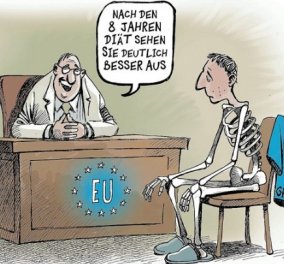 Αφιερωμένη στο ελληνικό πρόγραμμα και... τα αποτελέσματα του η σημερινή καυστική γελοιογραφία του Der Spiegel