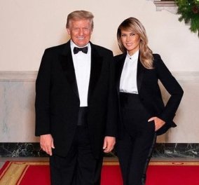 Με σμόκιν ο Πλανητάρχης, με tuxedo η Melania Trump- Αποχαιρετούν τον Λευκό Οίκο σε στυλ Hollywood (φωτό)