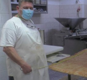Good news: Αρτοποιός στην Κρήτη έφτιαξε λαγάνα - γίγας! Ζύγιζε 60 κιλά και ψήθηκε σε δύο δόσεις (φωτό)