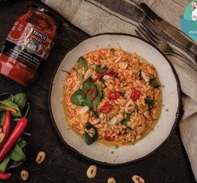 Ριζότο κοκκινιστό με σπανάκι & καβουρντισμένα αμύγδαλα - Όνειρο η gourmet πρόταση της Ντίνας Νικολάου για τη Σαρακοστή 