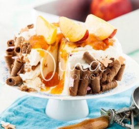 Τούρτα παγωτό γιαούρτι  με μαρμελάδα νεκταρίνι - Η Ντίνα Νικολάου συνδυάζει δύο αγαπημένες γεύσεις σε ένα εντυπωσιακό γλυκό 
