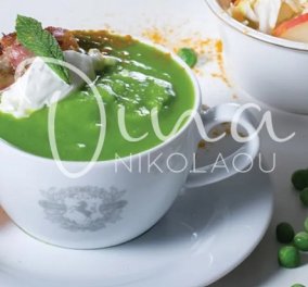 Ντίνα Νικολάου: Βελουτέ σούπα αρακά με σάλτσα γιαουρτιού - Απολαυστικό πιάτο με υψηλή διατροφική αξία