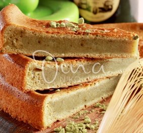 Ντίνα Νικολάου: Κέικ με πράσινο τσάι και σάλτσα anglaise - πρωτότυπο και λαχταριστό