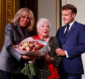 Σε άψογο γαλλικό στυλ ο Εμανουέλ & η Μπριζίτ Μακρόν: Παρασημοφορούν την Line Renaud, την γηραιότερη ηθοποιό της χώρας (φωτό)