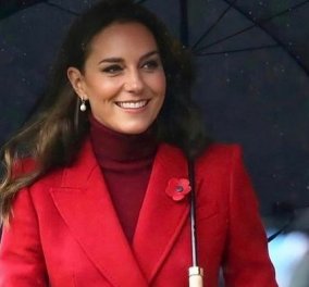 Κι αν χιονίζει και αν βρέχει… η Kate Middleton θα εντυπωσιάσει: Κομψή στα κόκκινα η πριγκίπισσα της Ουαλίας (φωτό & βίντεο)