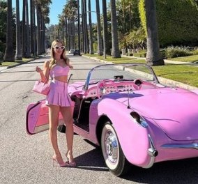 Η Μάργκοτ Ρόμπι εν δράσει! Ντύνεται Barbie και βολτάρει με το ροζ κάμπριο αμάξι της - Το marketing σε άλλο level (φωτό - βίντεο) 