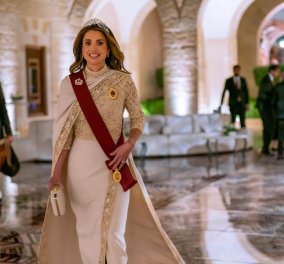 Γάμος Χουσείν της Ιορδανίας: Απαστράπτουσα η Βασίλισσα Ράνια με φόρεμα Dior - Το δεύτερο φόρεμα από Elie Saab