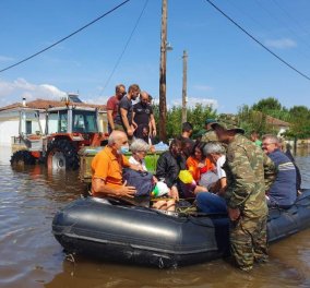 Λάρισα: Σε κατάσταση έκτακτης ανάγκης η πόλη - Στα 10 μέτρα το ύψος του Πηνειού- Συνεχίζεται ο απεγκλωβισμός κατοίκων από πλημμυρισμένες συνοικίες (φωτό - βίντεο)
