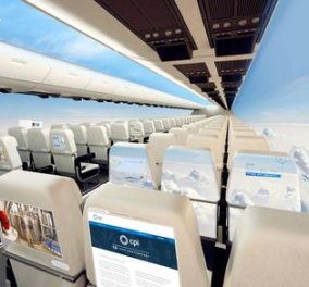 Χωρίς παράθυρα τα αεροπλάνα νέας γενιάς - Θα έχουν γιγάντιες οθόνες LED οι οποίες θα μεταδίδουν όμορφες εικόνες κατά τη διάρκεια του ταξιδιού! (βίντεο) - Κυρίως Φωτογραφία - Gallery - Video