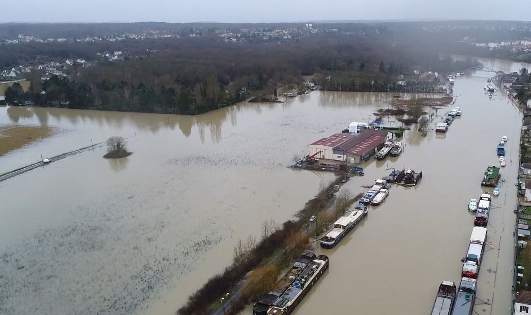 Βίντεο: Εντυπωσιακές εικόνες από τις πλημμύρες στο Σηκουάνα και στον Μάρνη τραβηγμένες από ψηλά με Drone - Κυρίως Φωτογραφία - Gallery - Video